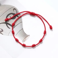 Luck Bracelet 7 Knots Red String Bracelet for Luck Protection Adjustable Braided Rope Jewelry Gift