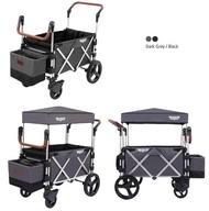 Keenz 7S Premium Deluxe Foldable Wagon-Stroller (Dark Grey / Black) - Designed and Engineered in Korea