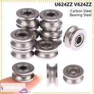 IWENNEYKM 1/5Pcs Ball Bearing, Sealed Ball U624ZZ V624ZZ Pulley Bearing, U Groove V Groove Carbon St