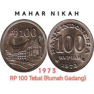 5 Keping Koin Kerokan 100 Rupiah Asli Tahun 1973 Rumah Gadang Rp 100 Tebal Souvenir Mahar Koleksi Ua