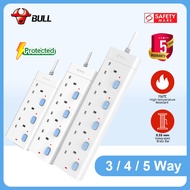 BULL【Buy 2 Free Gifts】3/4/5 Way Extension Power Socket  Power Extension Cord Power Strips With Extension Cable Multi Plug Extension Cord Power Socket Multi Plug Certified Safety Mark&amp; 5 Years WarrantyProfessional Lightning Protection &amp; Surge Protector.