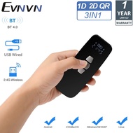 Evnvn 3-in-1  Via Bluetooth 2.4G Wireless & USB Wired 1D 2D Barcode Scanner,  Mini Bar Code Reader w