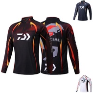 DAIWA Long Sleeve Stand Collar Fishing Suit Sunscreen Outdoor Sports T-Shirt Quick Dry Ice Silk Cycling clothes face neck