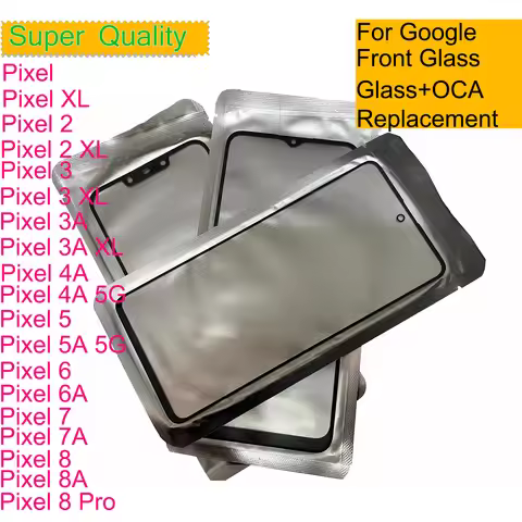10Pcs/Lot For Google Pixel 9 8A 8 Pro 7 6 5 4 3 2 XL 8A 7A 6A 5A 4A 3A Touch Screen Panel Front Oute