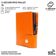 C-SECURE [พร้อมส่ง] กระเป๋าใส่บัตร (RFID Protection) ขนาด XL รุ่นหนัง Classic สีส้ม Arancio (เคสบัตร