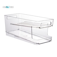 2-Layer Refrigerator Can Organizer - Automatic Rolling Beverage Storage Box for Soda, Beer, Fridge O