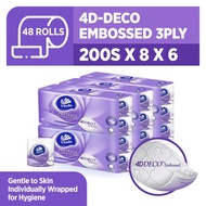[Bundle of 2/6] Vinda Prestige 3 Ply 4D-Deco Embossed Toilet Paper Roll (200sx8 Rolls)