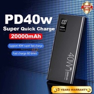 A32B PowerBank 40W Portable PowerBank 20000mAh QC3.0 Super Fast Charge PowerBank Digital Display Lar