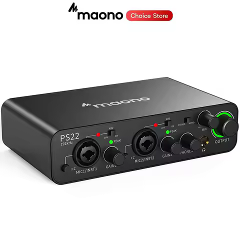 MAONO PS22 USB Audio Interface for PC 60dB Pro-Preamp 24bit/192kHz Dual USB Interface for Home Sudio