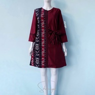 Shanaya Batik Tunik Tenun Kombinasi Toyobo Premium Mirea dress sabuk tempel baju kondangan
