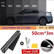 1 Roll 50cm X 3m 1/5/15/25/35 Percent VLT Window Tint Film Glass Sticker Sun Shade Film for Car  UV 