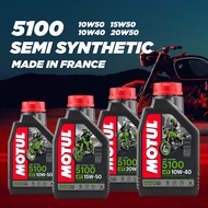 (FRANCE🇫🇷) MOTUL 5100 4T 10W40 10W50 15W50 20W50 Semi Synthetic Engine Oil (1L) Motorbike Motor Oil 10W-40 10W-50 15W-50 20W-50