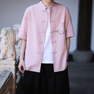 Men's Chinese-style embroidered short-sleeved shir 男士中国风刺绣短袖衬衫唐装新中式汉服高级感五分袖衬衣26/2/456