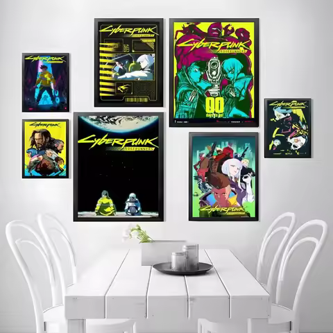 C-Cyberpunk Edgerunners Poster HD art sticky wall waterproof home living room bedroom bar aesthetic 