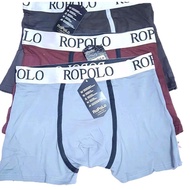 3pcs.Boxer Pria Dewasa Ropolo / Celana Dalam Cowok Boxer/karet Boker Spandek Polos Lembut Nyaman Spa