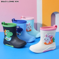 BAOLONGXIN รองเท้าบูทกันฝนกันน้ำได้สำหรับเด็กนักเรียนประถม,รองเท้าบูทกันฝนลายการ์ตูนกันน.ส.