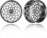 'Twolobes 1 Pair Classic hollow gauges Ear Plugs Tunnels Hypoallergenic 316 Stainless Steel Ear Gaug