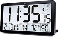 TXL Atomic Wall Clock with Backlight, Battery Operated Digital Wall Clock with Temperature, Humidity