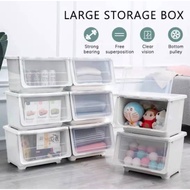 HLV_ Plastic Storage Box Multipurpose Storage Container Box Wardrobe Box Organizer with Wheel 43 x 3