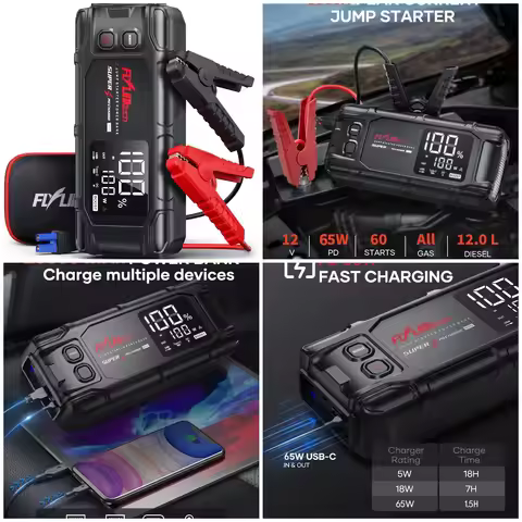 Car Battery Jump Starter 8000A 26800mAh, 12V Jump Box with PD65W Fast Charging & 600L LED Light