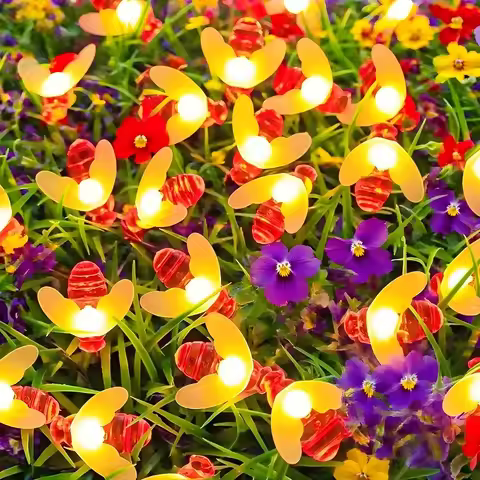 Life-Like Solar Bee Lights - 20/50 LEDs, Auto On/Off, 8 Modes for Christmas, Halloween, & Garden Glo