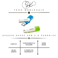 [SK TECH] APACER AH335 USB 2.0 FLASH DRIVE [32GB | 64GB] 3-YEAR LTD WARRANTY