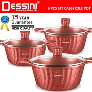 DESSINI ITALY iLT-6-S 6 PCS 20CM 24CM 28CM Die Cast Aluminium Non Stick Casserole Pot Bowl Deep Fry Pan Cookware PERIUK