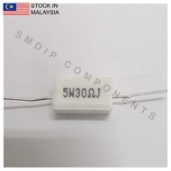 2 PCS 30R ±5% 5W, Axial Lead Through Hole Wirewound Cement Resistor (5W30RJ)