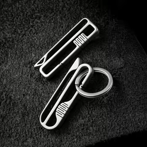 Titanium Keychain Lightweight Belt Car Key Holder Ring Hanging Buckle Durable Carbiner EDC For Male 