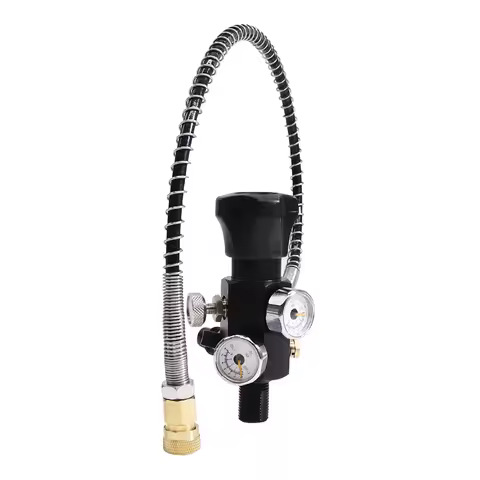 SPUNKY 4500Psi 300Bar Fill Station Charging Valve Dual Gauge Up to 4500psi with 24" Inch High Pressu