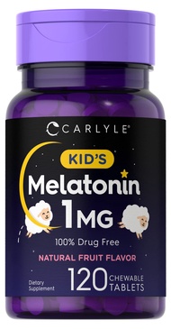 Kids Melatonin 1mg | 120 Chewable Tablets | Fruit Flavor | Non-GMO, Gluten Free