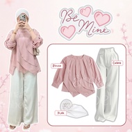 Outfit 3-in-1 TrendyWanita Kaluna Linen Blouse + Premium Knit Pants + Polycotton Hijab / Trendy Teen