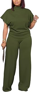 Lounge Sets For Women Casual 2 Piece Outfits Baggy Short Sleeve Top And Flare Pants Tracksuits, Ug-a