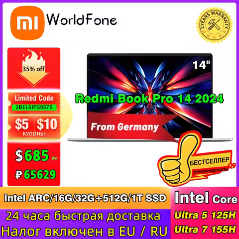 Xiaomi Redmi Book Pro 14 Laptop 2024 Intel ARC Ultra 5/Ultra 7 16G/32G RAM 512G/1T SSD Mi Notebook 2