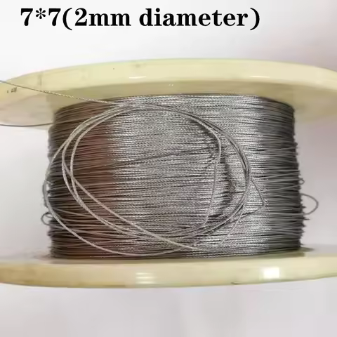50M/100M 2mm Diameter 7X7 Construction 304 Stainless steel Wire rope Alambre Softer Fishing Lifting 