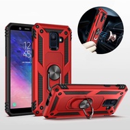 Samsung Galaxy A6 A8 Plus A7 A9 2018 Shockproof Armor Magnet Metal Ring Anti-Fall Case