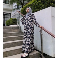 AKY - Homey Dress Gamis Muslim Peony Motif Bunga Tulip Katun Rayon