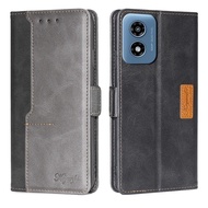 Ready to ship Contrast Color Side Buckle Leather Phone Case For Motorola Moto G Play 4G 2024/Motorol