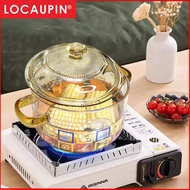 Locaupin Glass Pot with Lid Cover Borosilicate Glass with Handle,for  Gas Cooker, Ceramic Cooker Heat-resistant Cooking