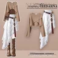 Wasteland Prairie Boho Long-Sleeve Knit Set | Autumn Travel Skirt Outfit