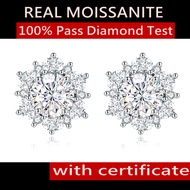 1ct Real Moissanite Flower Stud Earrings Pass Diamond Test GRA Certified D Color 925 Sterling Silver