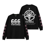 Yinyanks Long Sleeve Rib Long Sleeve T-Shirt DB Ynyks 666 Star Stnc Goat Tshirt Band Combed 24s Mate