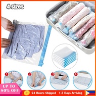 Reusable Clothes Vacuum Organizer Packing Space Saver Bags Hand Rolling Compression Storage Bags