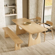 Nordic Solid Wood Homestay Natural Wood Small Apartment Dining Table Set Rectangular Dining Table an