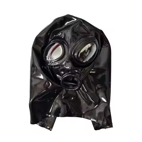 Handmade Latex Hood Mask with Eyes Glasses Back Zipper Rubber Mask for Cosplay Halloween 0.4mm