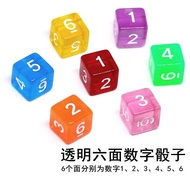 New Transparent Six-Sided Number Dice Early Education Teaching Aid Tabletop Game6Colorful dice toy b