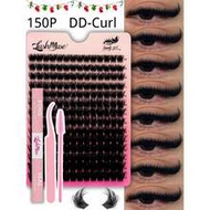 392PCS 150D Cluster Lash Extensions – DD Curl Fluffy Individual Lashes, 0.39-0.71inch Mixed Length, 
