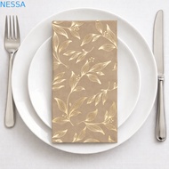 NESSA 40Pcs Leaf Gold-embossed Disposable Napkin, Vintage Hot Foil Stamped Table Napkin Paper, Light