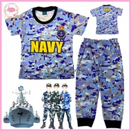 (1-7Y) Kids Full Print SEA NAVY UNIFORM Pajamas Baju Tidur Sleepwear Budak Lelaki Kanak Kanak Pyjamas