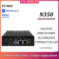 MINI PC Intel N355/N350/N150/N100 DDR5 SO-DIMM M.2 2280/2242 2*HDMI 2*2.5G LAN For Soft routing Smar
